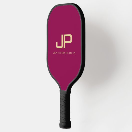 Monogram Viva Magenta Gold Template Elegant Pickleball Schläger (Links)