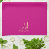 Monogram Viva Magenta Solid Color Geschirrtuch (Gefaltet)