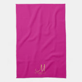 Monogram Viva Magenta Solid Color Geschirrtuch (Vertikal)