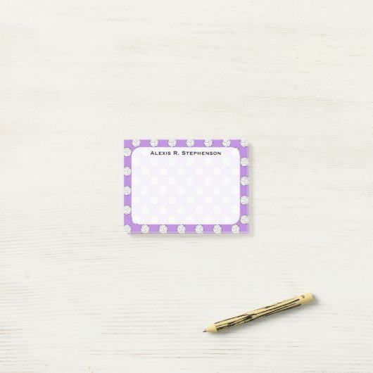 Monogram Volleyball Balls Lavendel Lila Post-it Klebezettel (Auf Schreibtisch)