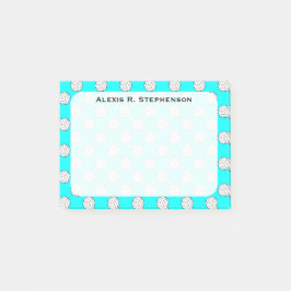 Monogram Volleyball Balls on Aqua Blue Post-it Klebezettel