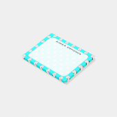 Monogram Volleyball Balls on Aqua Blue Post-it Klebezettel (angewinkelt)
