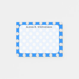 Monogram Volleyball Balls on Azure Blue Post-it Klebezettel