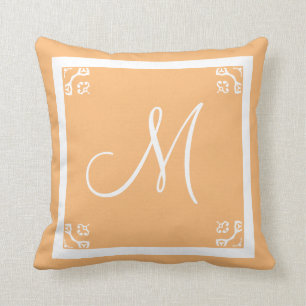 MONOGRAM-Volllichtpfirsichfarben personalisiert Kissen