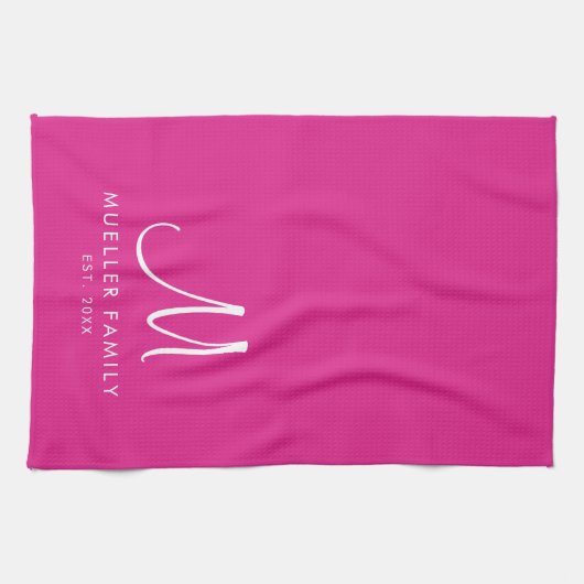 Monogram-Vorlage mit benutzerdefinierten Familienn Geschirrtuch (Horizontal)