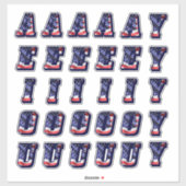 Monogram Vowels American Flag USA Letters Initials Aufkleber (Blatt)