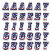 Monogram Vowels American Flag USA Letters Initials Aufkleber (Vorderseite)