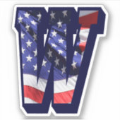 Monogram W American Flag Letter W Initial USA Aufkleber (Vorderseite)