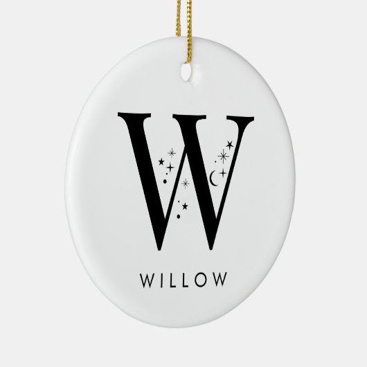 Monogram W Celestie Name Keramik Ornament (Rechts)