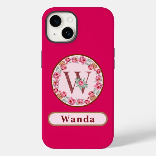 Monogram W Floral Customized Case Mate iPhone Case (Rückseite)