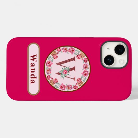 Monogram W Floral Customized Case Mate iPhone Case (Rückseite (Horizontal))