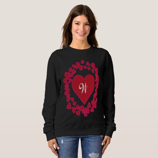 Monogram W Heart Wreath Shape Sweatshirt (Vorne ganz)
