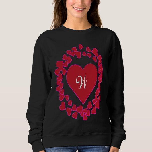 Monogram W  Heart Wreath Shape Sweatshirt (Vorderseite)