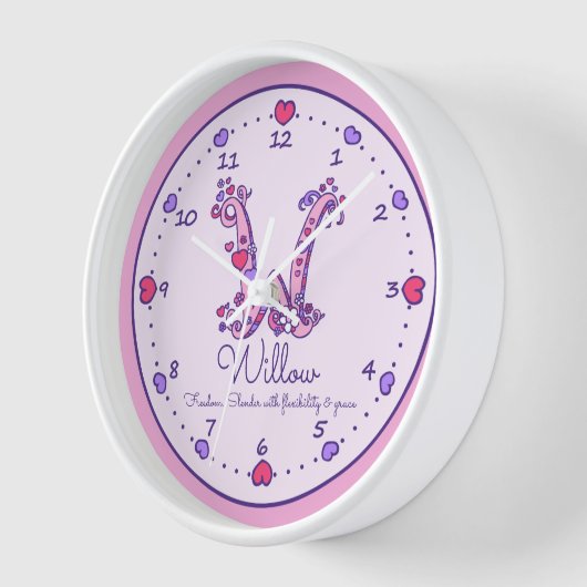 Monogram W-Herz-Mädchen-Name bedeutet rosa Uhr (Winkel)