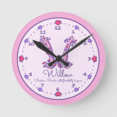 Monogram W-Herz-Mädchen-Name bedeutet rosa Uhr (Vorderseite)