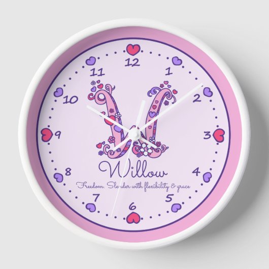 Monogram W-Herz-Mädchen-Name bedeutet rosa Uhr (Vorderseite)