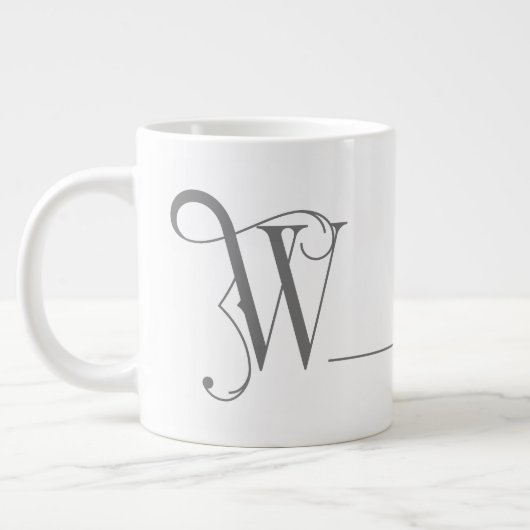 Monogram W in Beautiful Scroll Typografy Jumbo-Tasse (Links)