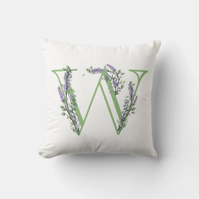 Monogram W Lavendel Eucalyptus Kissen (Vorderseite)