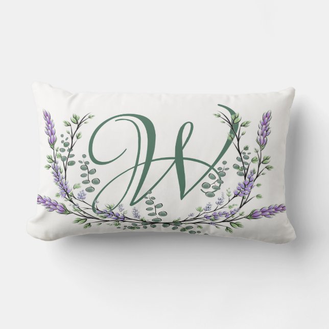 Monogram W Lavendel Eucalyptus Lendenkissen (Vorderseite)