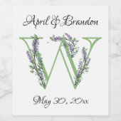 Monogram W Lavendel Eucalyptus Weinetikett (Einzelnes Label)