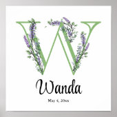 Monogram W Lavender Eucalyptus Poster Kinderzimmer (Vorne)