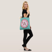 Monogram W Letter with Peony Blume Image Toag Tasche (Am Model)