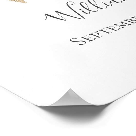 Monogram W Pink White Floral Gold Letter Kinderzim Poster (Ecke)