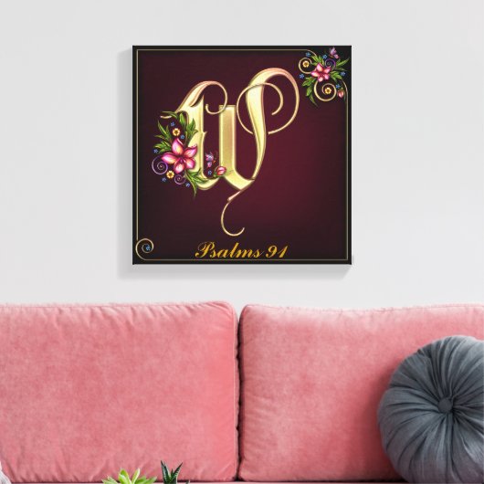 Monogram W Premium Wrapped Canvas (Gloss) Leinwanddruck (Insitu (Wohnzimmer))