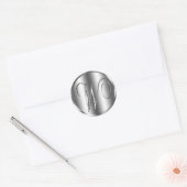 Monogram W Silver Color Wedding Invitation Holiday Runder Aufkleber (Umschlag)