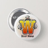 Monogram W Sock Monkey Button (Vorne & Hinten)