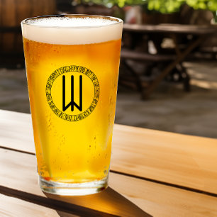 Monogram W - Viking Style - Pint Glass Glas