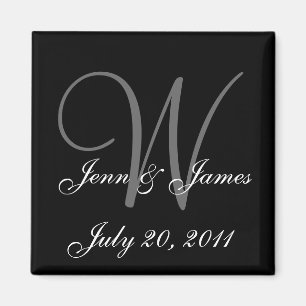 Monogram W Wedding Bridge Date Magnet