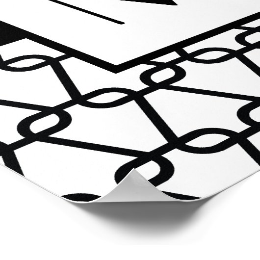 Monogram Wall Art, Pink & Black Poster (Ecke)