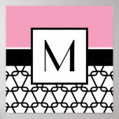 Monogram Wall Art, Pink & Black Poster (Vorne)