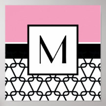 Monogram Wall Art, Pink & Black
