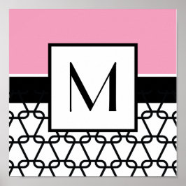 Monogram Wall Art, Pink & Black Poster
