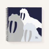 Monogram Walrus Blue Personalisiert Spiral Noteboo Notizblock (Vorderseite)