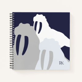 Monogram Walrus Blue Personalisiert Spiral Noteboo Notizblock