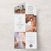 Monogram Wappen 3 Foto QR Code Sage Green Wedding All In One Einladung (Innen Boden)