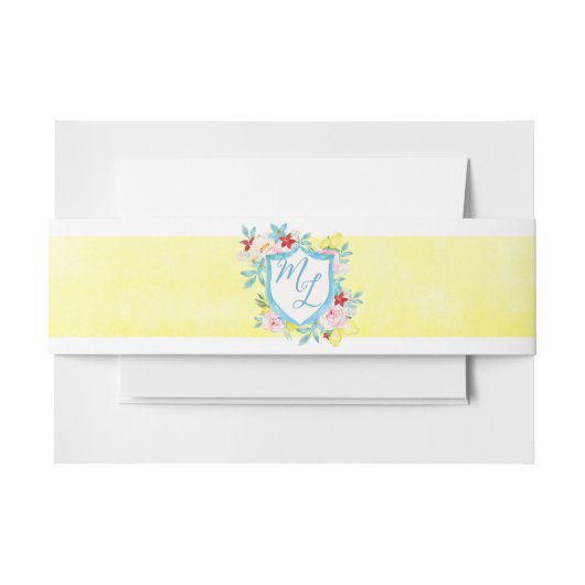 Monogram Wappen Amalfi Küste Italienische Zitronen Einladungsbanderole (Vorderseite Beispiel)