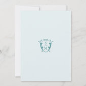 Monogram Wappen Anpassbare Blass Blue Wedding Einladung (Rückseite)