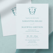 Monogram Wappen Anpassbare Blass Blue Wedding