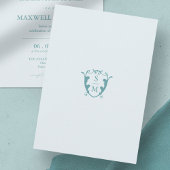 Monogram Wappen Anpassbare Blass Blue Wedding Einladung