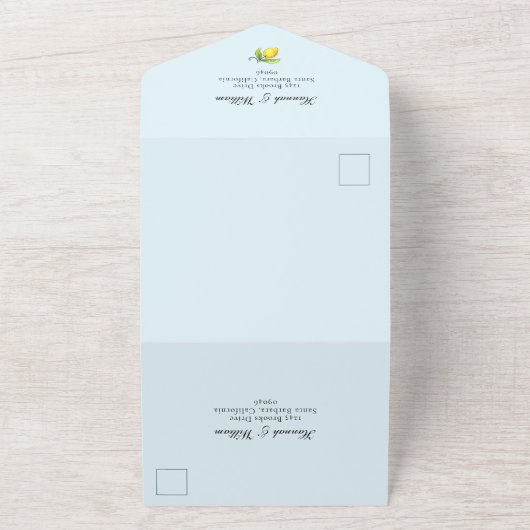 Monogram Wappen Aquarellenemonen Hochzeit All In One Einladung (Außenbereich)