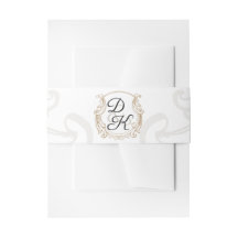 Monogram Wappen Black and Gold Vintage Einladung