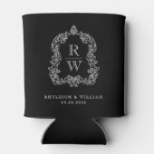Monogram Wappen Black and White Wedding Dosenkühler (Rückseite)