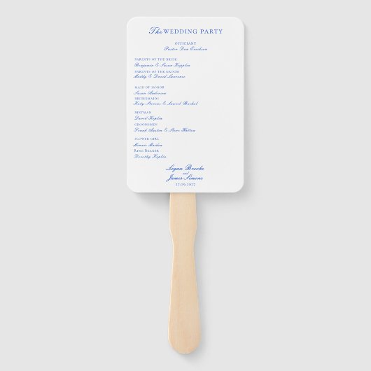 Monogram Wappen Blue Chinoiserie Wedding Program Fächer (Rückseite)