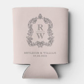 Monogram Wappen Blush Pink Hochzeit Dosenkühler (Rückseite)
