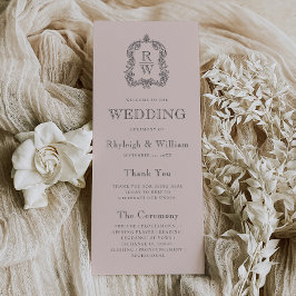 Monogram Wappen Blush Pink Hochzeit Programm