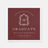 Monogram Wappen Burgundy White Graduation Party Serviette (Vorderseite)